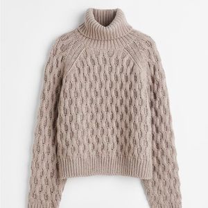 Cable-Knit Turtleneck Sweater
